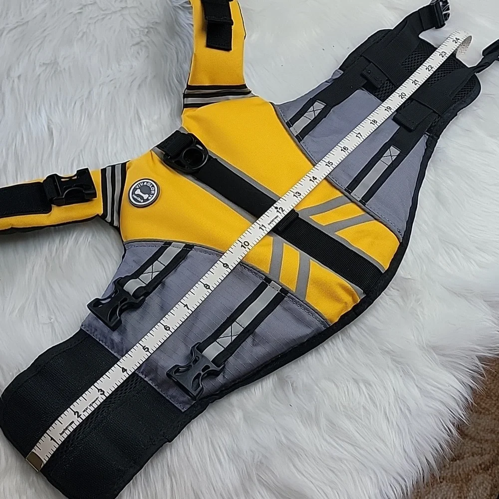 VIVAGLORY Sports Style Yellow Rescue Handle‎ Dog Life Jacket Water Safety Vest S